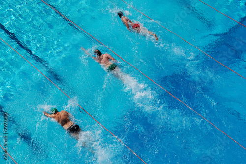 Aerial view swimming race
