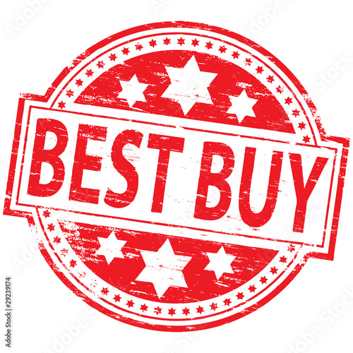Rubber stamp illustration showing "BEST BUY" text