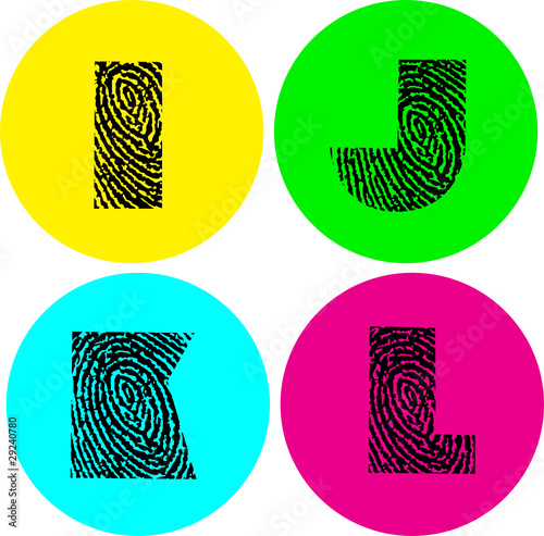 alphabet letters vector illustration - fingerprint letters