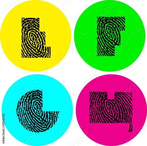 alphabet letters vector illustration - fingerprint letters