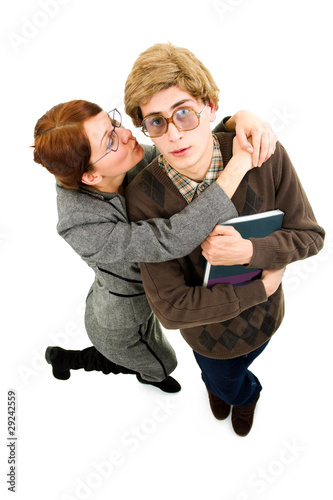 nerd guy with a woman photo