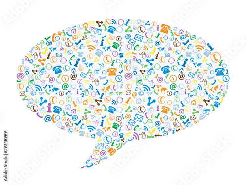 SPEECH BUBBLE Collage (testimonials forum contact icons symbols)