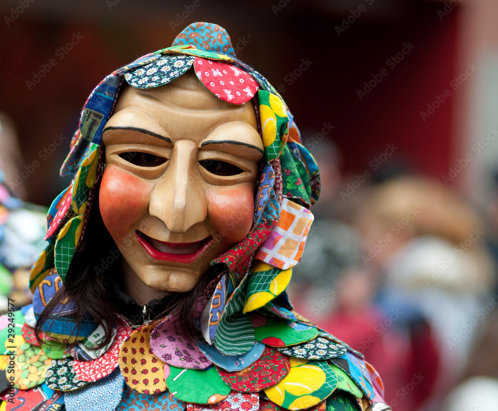 Mask parade at the historical carnival in Freiburg, Germany Stock Photo ...
