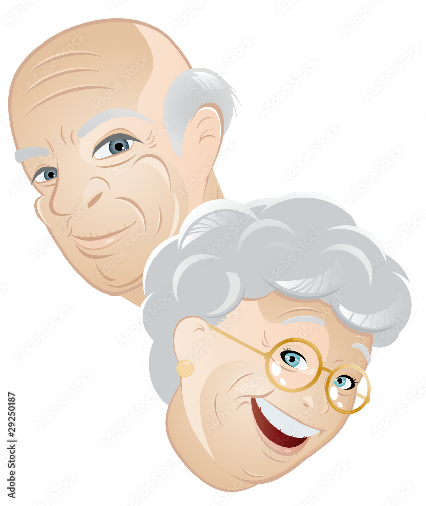 bed demonstratie les rentner senioren opa oma cartoon Stock Vector | Adobe Stock