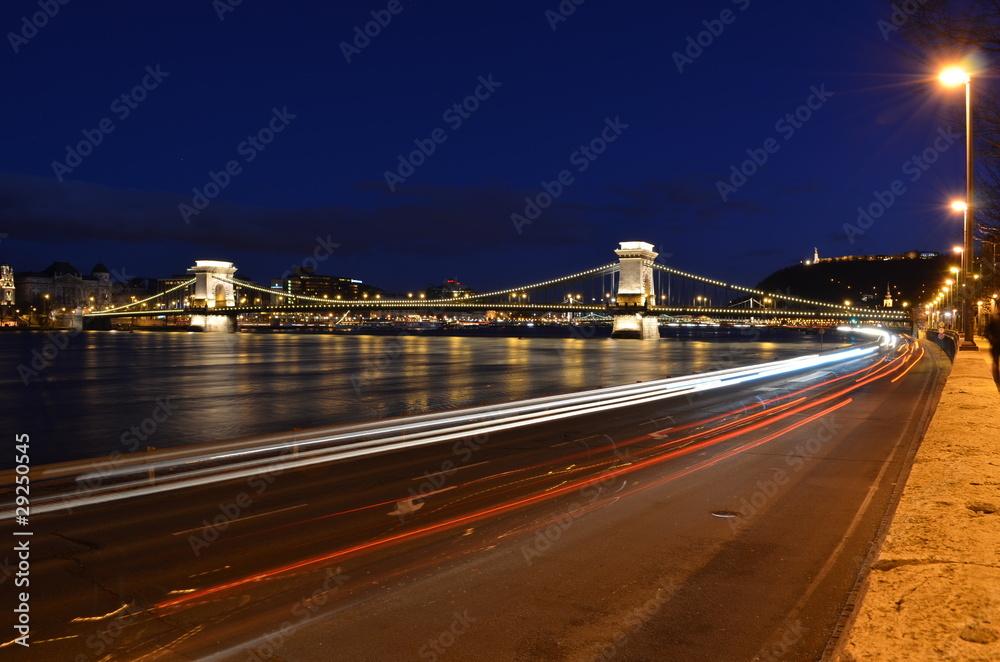 Budapest Chain Bridge by night