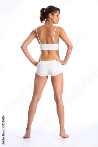 Fit body of young healthy woman in white underwear
