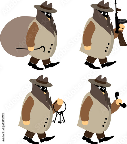 Set of cartoon criminals