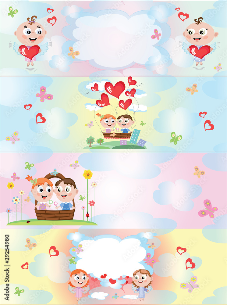 Fototapeta premium Banners with children, CMYK