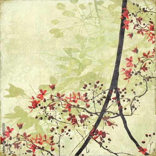 Tangled Blossom Border on Antique Paper