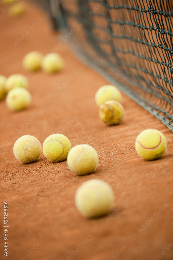 Tennis balls on a field