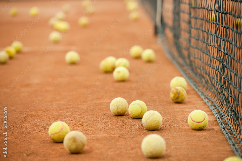 Tennis balls on a field