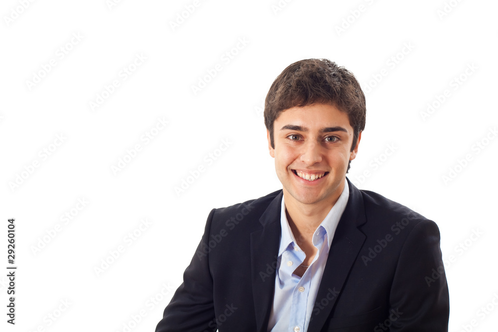 Young smiling businessman isolated on white Young smiling businessman isolated on white