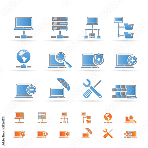 Network, Server and Hosting icons - vector icon set