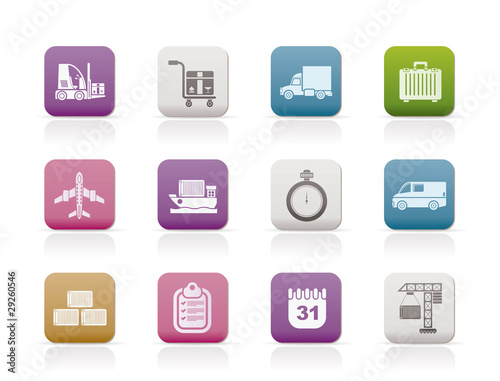 logistics, shipping and transportation icons