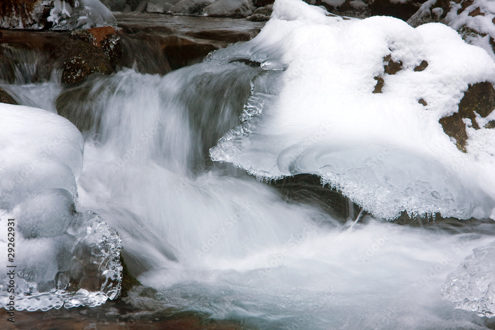 small waterfall in winter small waterfall in winter
