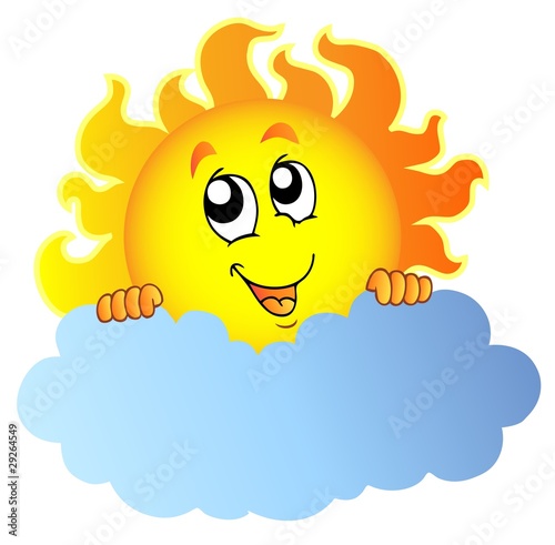 Cartoon Sun holding cloud