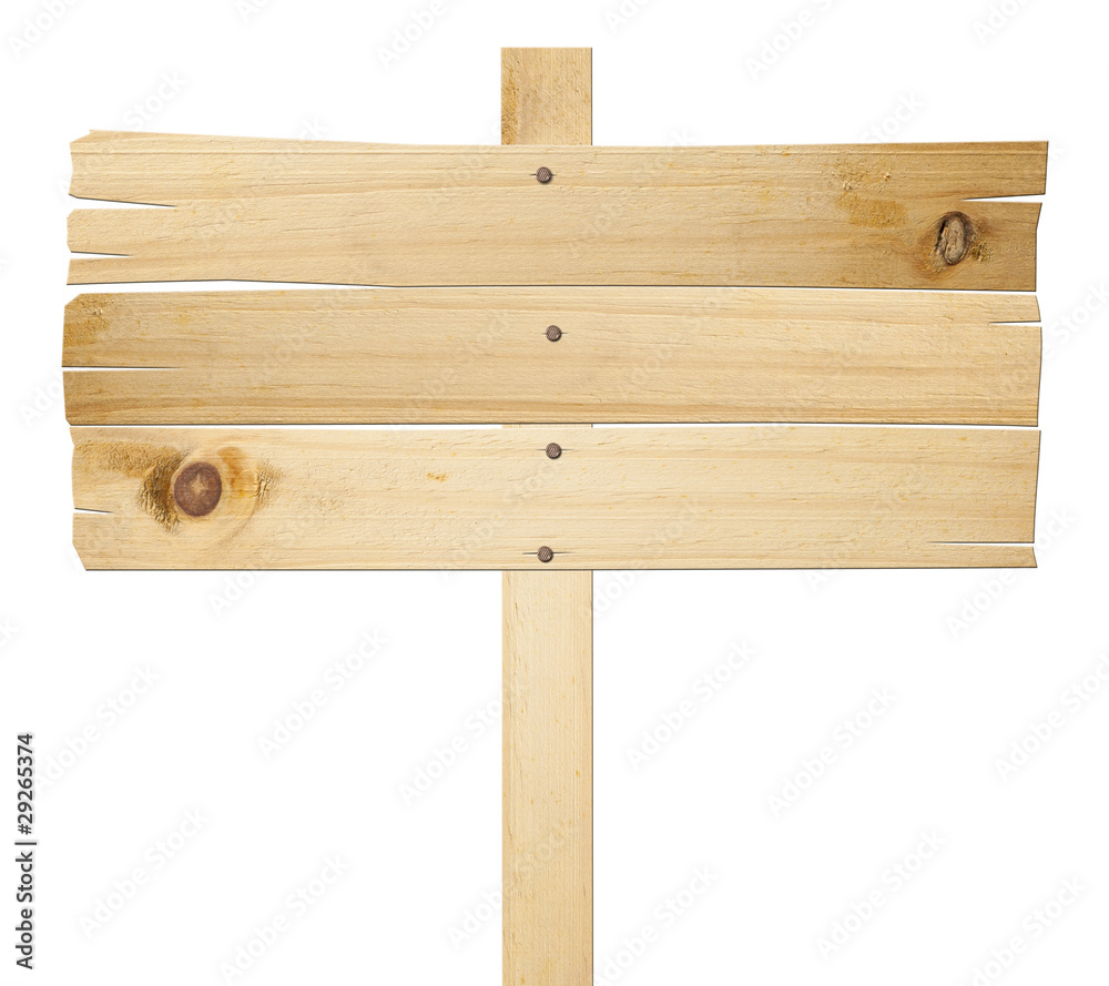 Wood signs isolated on white background.