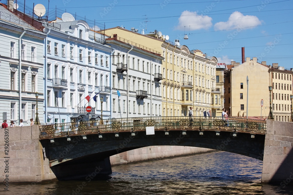 bridge through a water channel in city Saint Petersburg