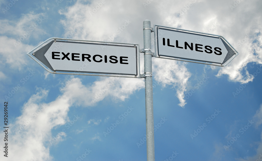 Fototapeta premium Road signs to exercise and illness