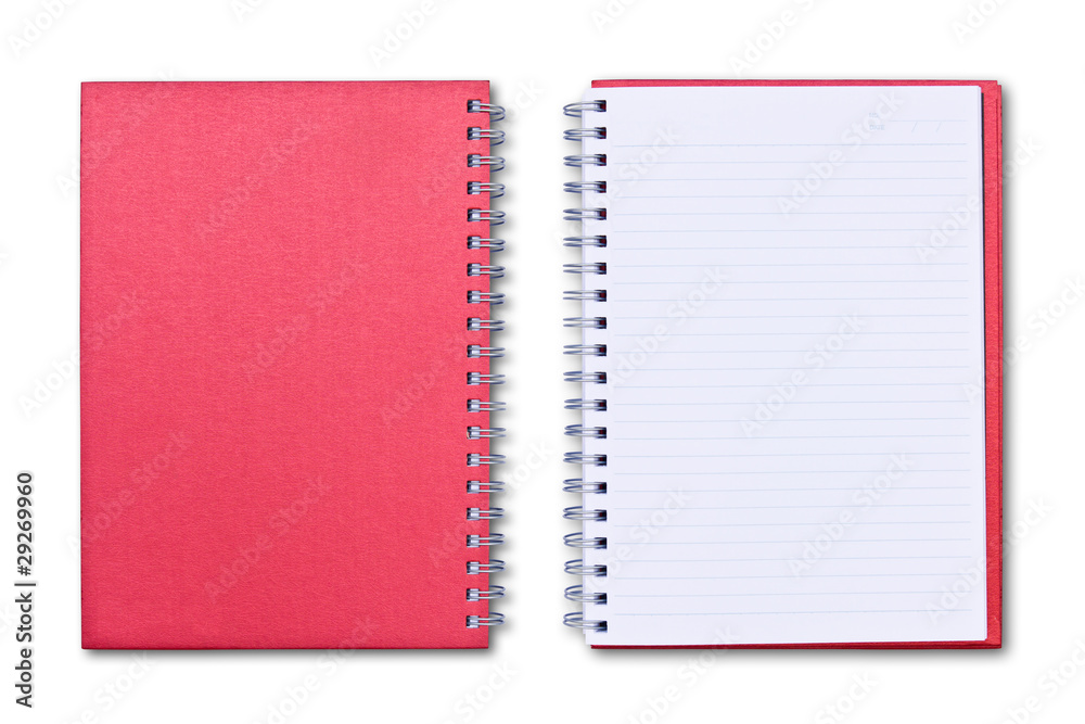 red notebook isolated on white background red notebook isolated on white background