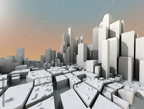 ciudad 3d con rascacielos