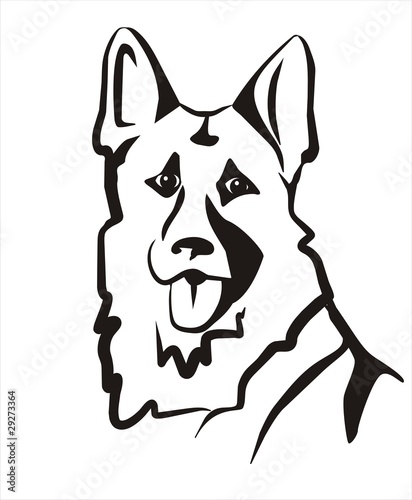 german sheppard icon sketch in black lines