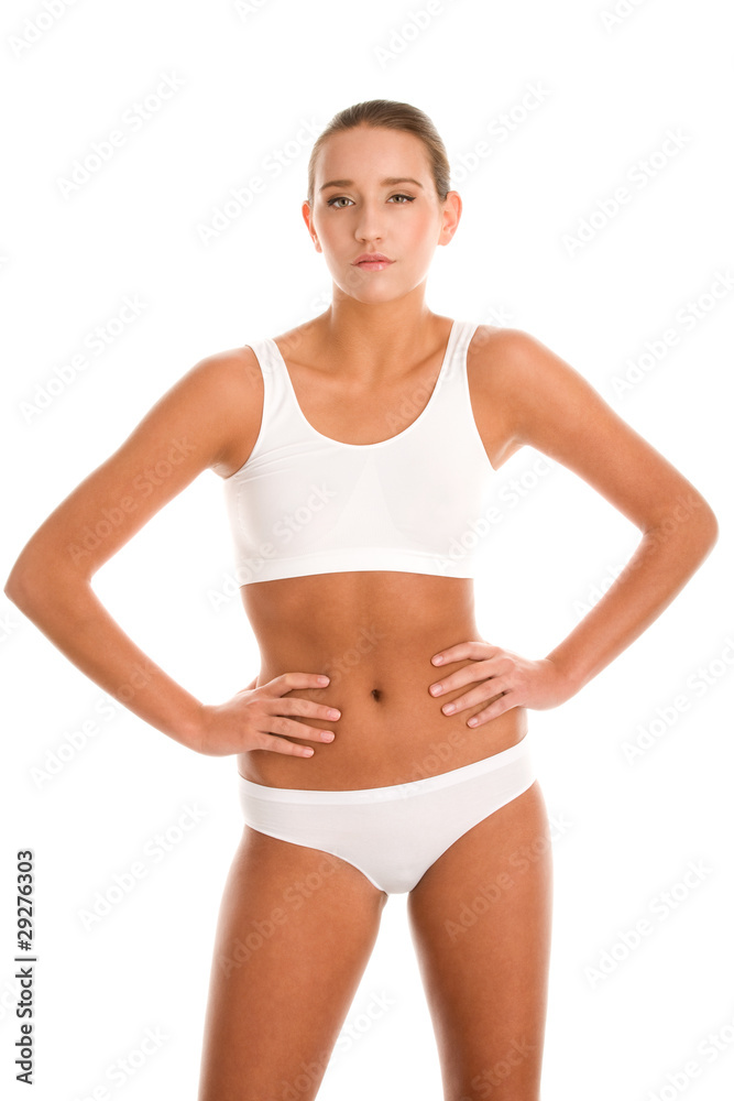 Woman posing on white background Woman posing on white background