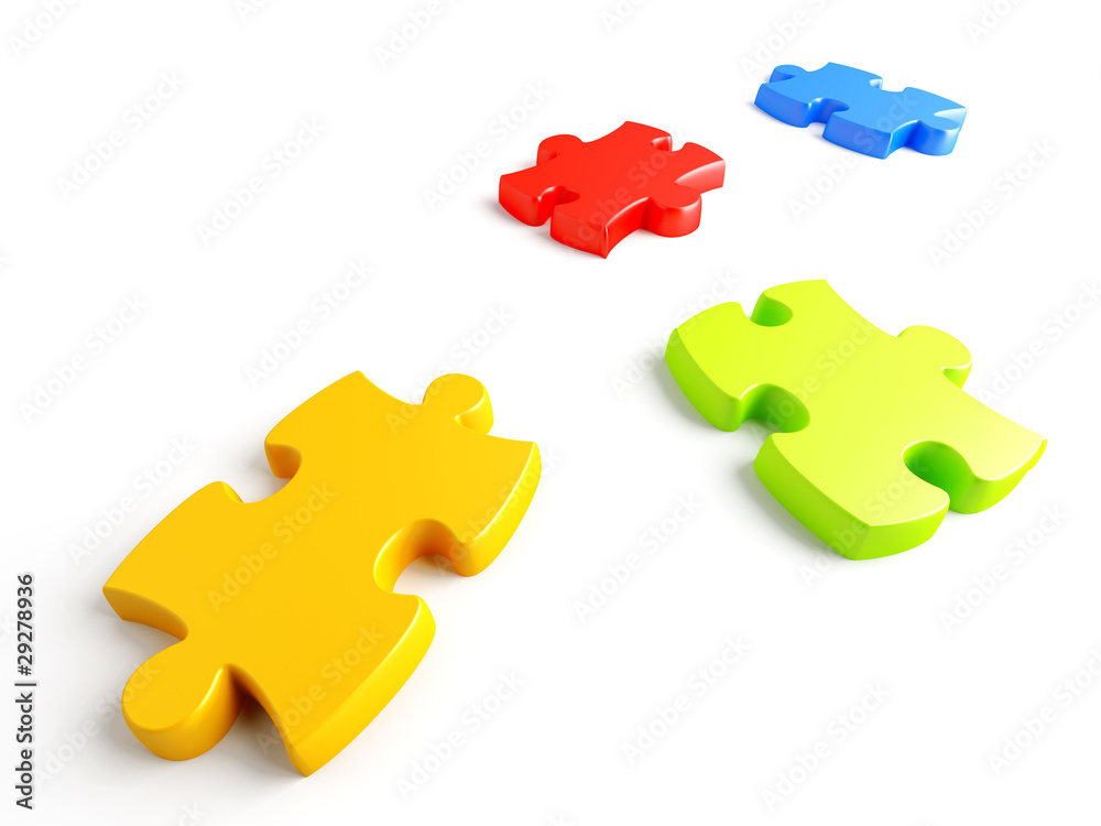 Parts of a puzzle with funny colors on a white background Parts of a puzzle with funny colors on a white background