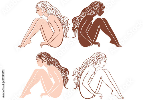 Beautiful nude woman silhouette