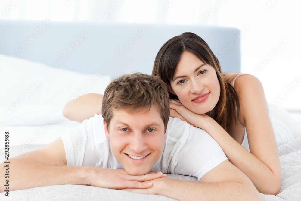 Cute lovers looking at the camera Cute lovers looking at the camera