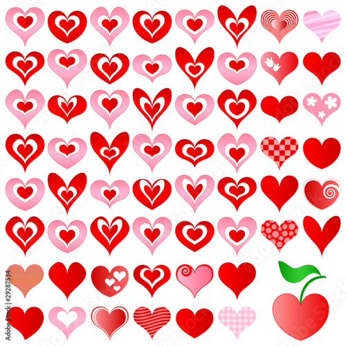 hearts set for wedding and valentine design