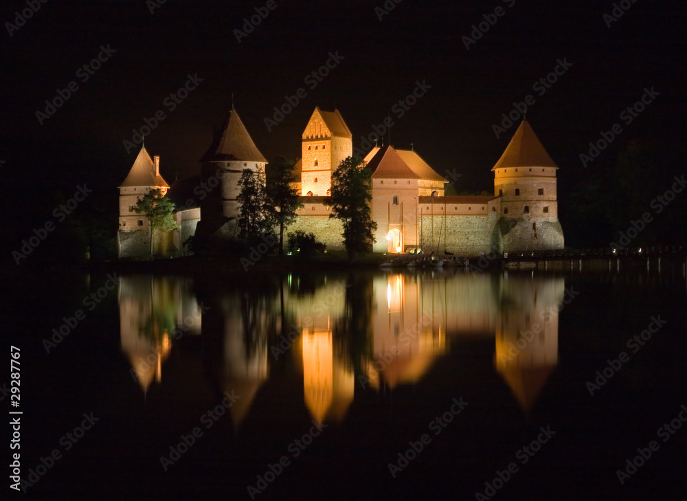 Trakai castle at night