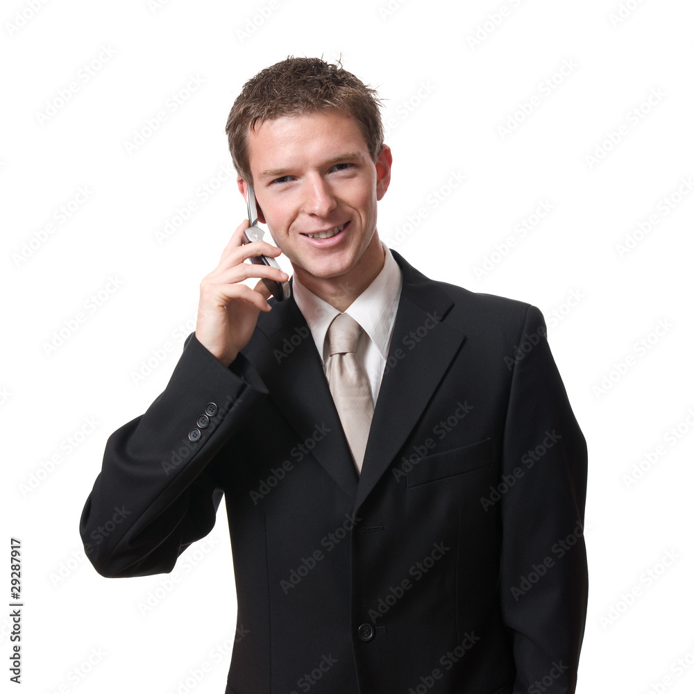 young smiling businessman talking with cellphone young smiling businessman talking with cellphone