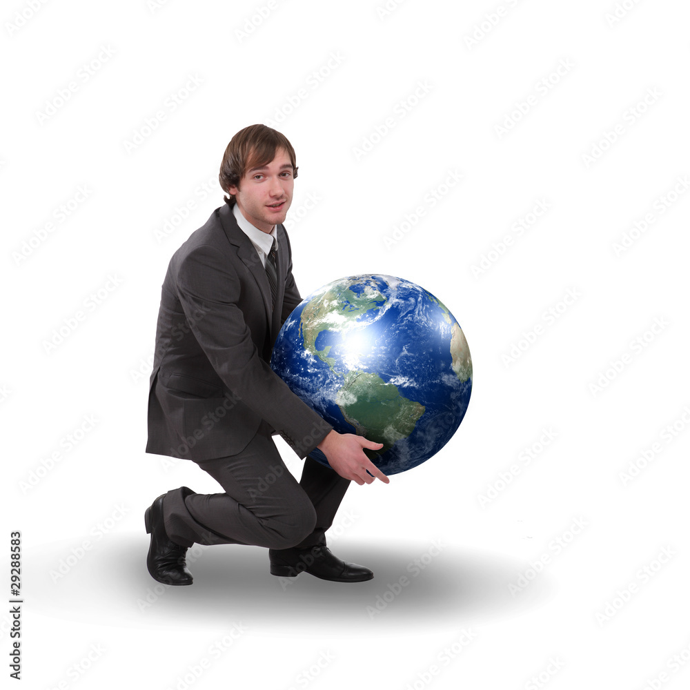 business man with a globe business man with a globe