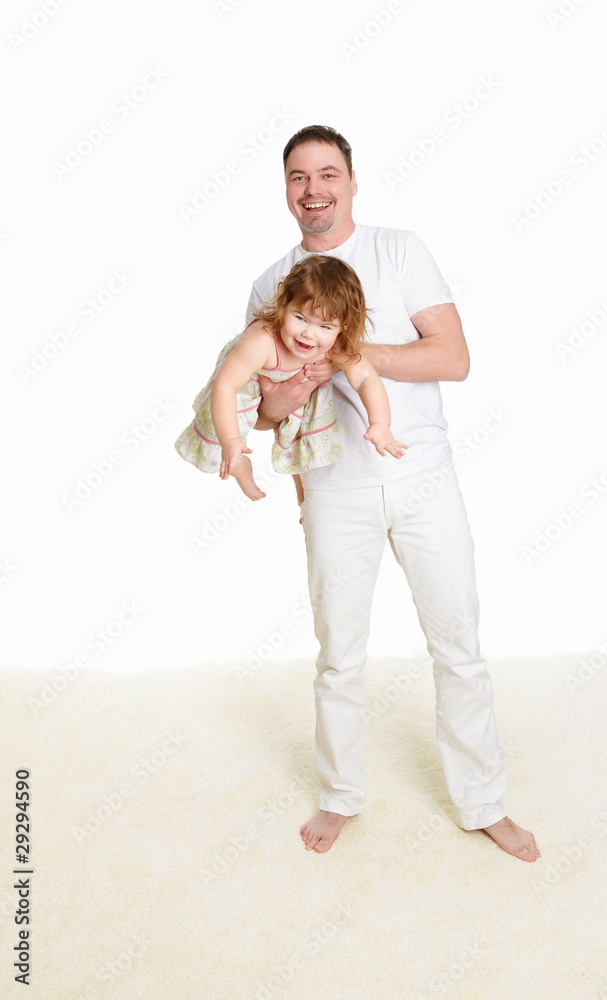 portrait of a father with his little daughter portrait of a father with his little daughter