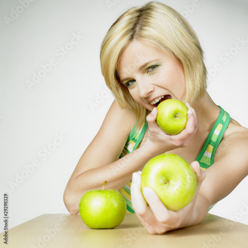 woman with apples