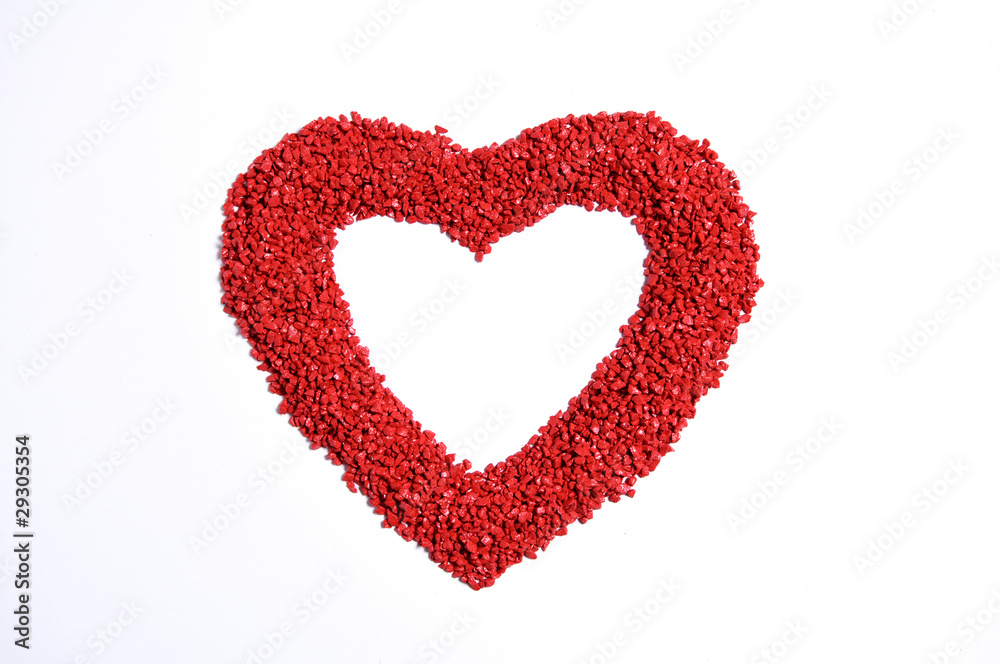Red heart with sand