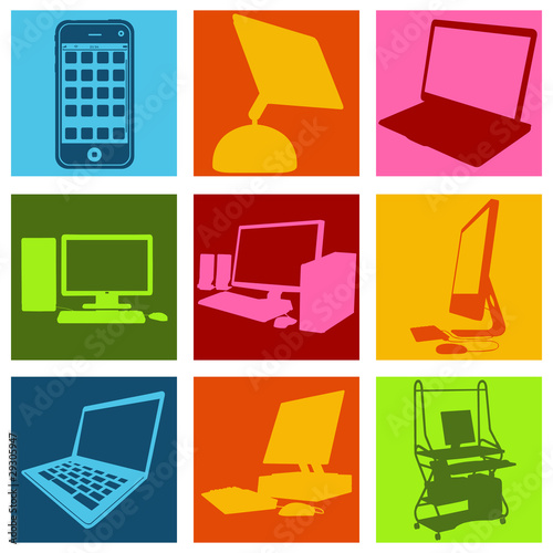 Pictogrammes ordinateurs multicolores