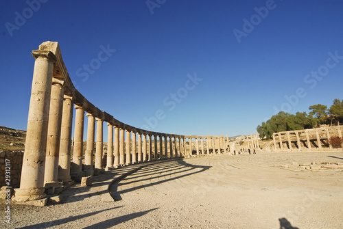 Pillars of the Oval Plaza in Jerash, Jordan photo