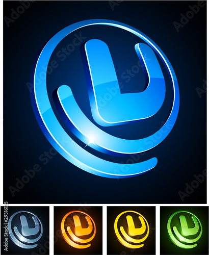 Vibrant 3d v letter.
