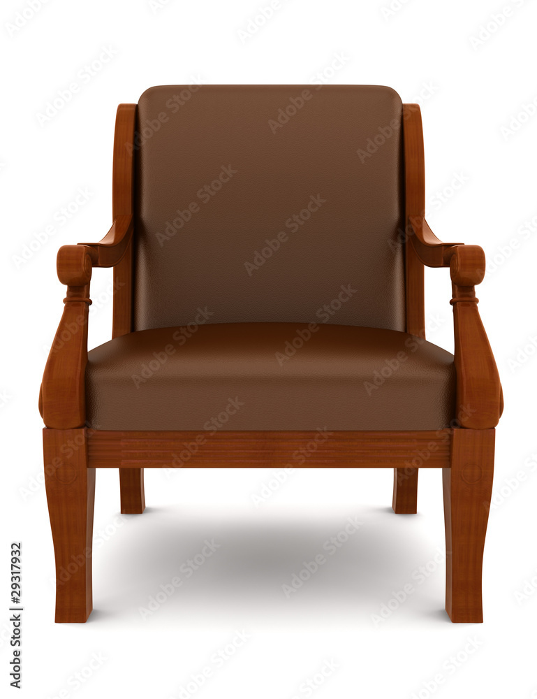 Fototapeta premium leather classic armchair isolated on white background