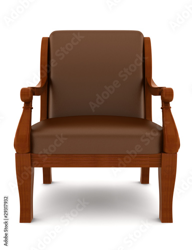 leather classic armchair isolated on white background