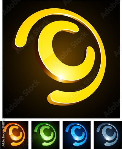 "C" vibrant emblems.