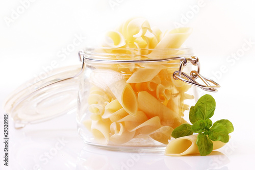 Pasta with basil leaf