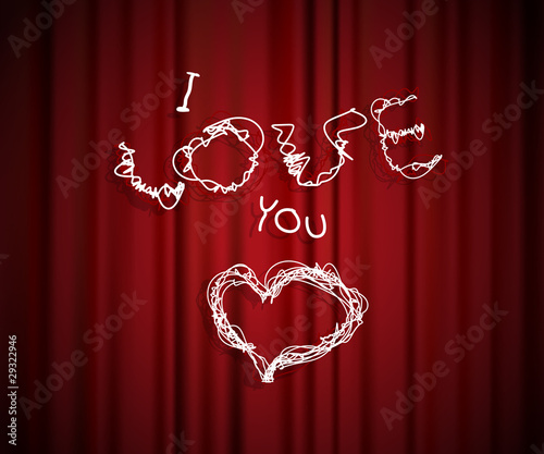 Valentine heart and text created from lines front of the theatre