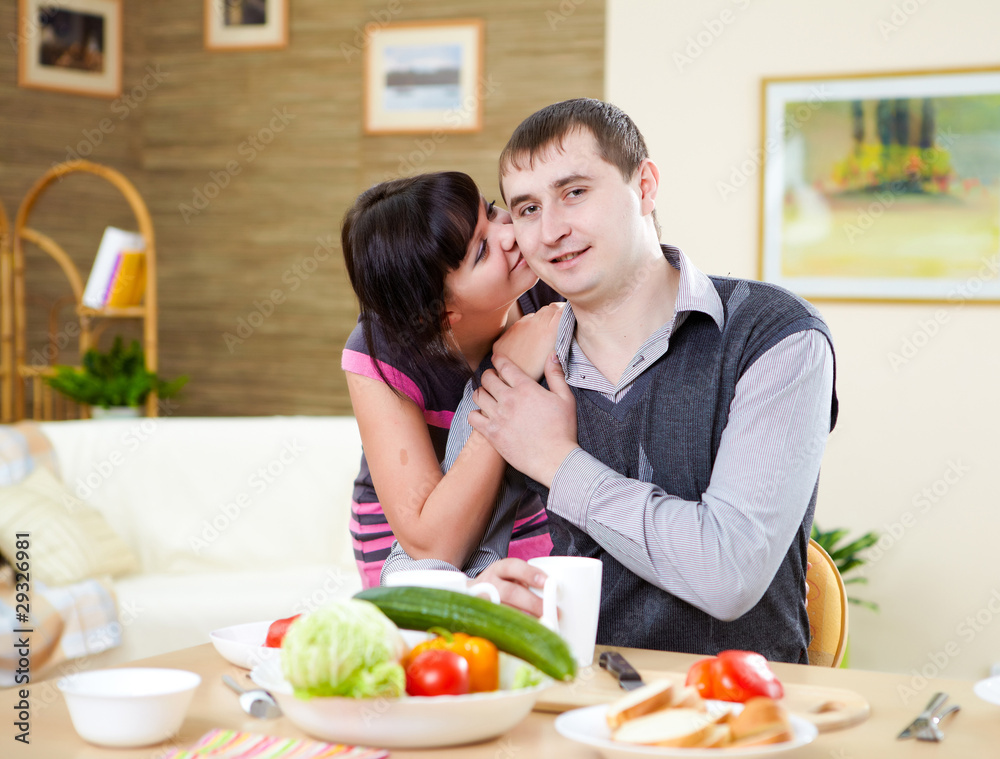 couple at home having meal
