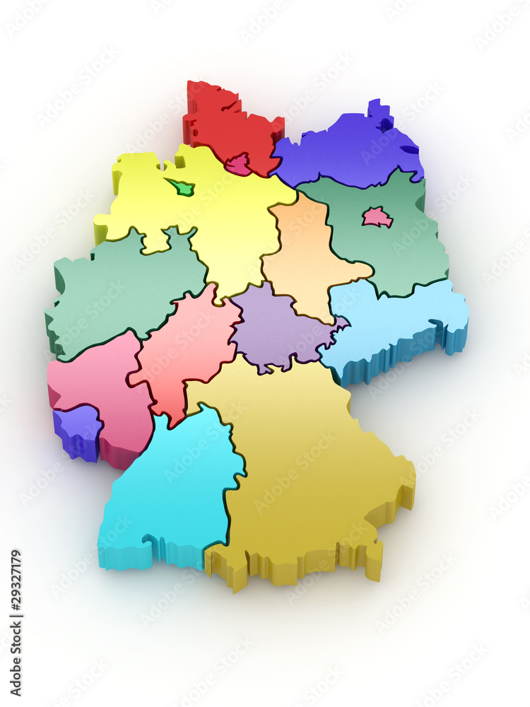 Obraz premium Three-dimensional map of Germany. 3d