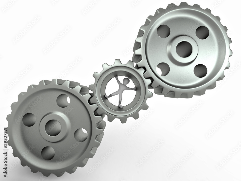 Men in gear on white isolated background Men in gear on white isolated background