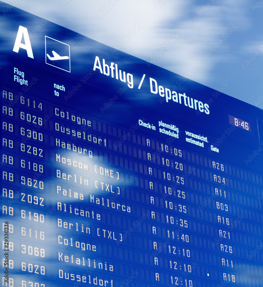 Fototapeta premium Flugtafel - Abflugdaten