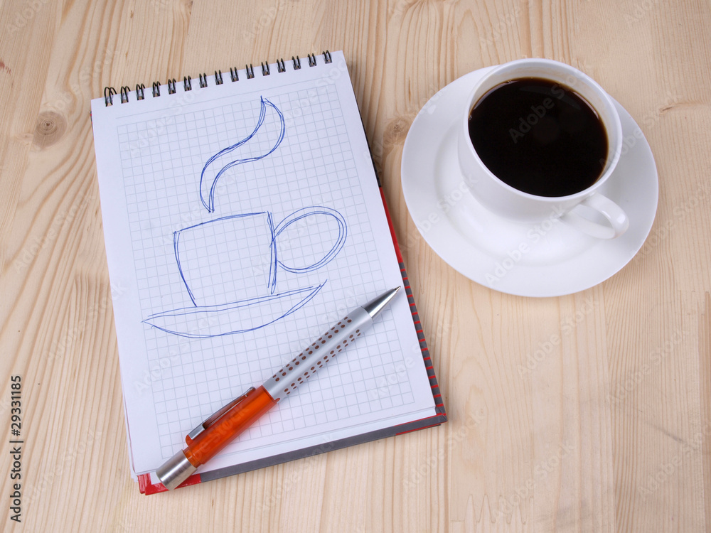 Caffee and pen Caffee and pen